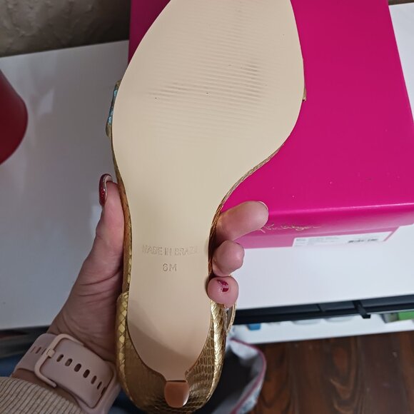 NIB! Lilly Pulitzer gold Natalie kitten heel sandal - Picture 4 of 5